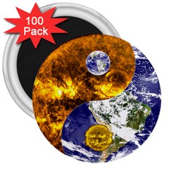 Design Yin Yang Balance Sun Earth 3  Magnets (100 Pack) by Nexatart