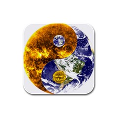 Design Yin Yang Balance Sun Earth Rubber Square Coaster (4 Pack)  by Nexatart