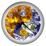 Design Yin Yang Balance Sun Earth Wall Clocks (Silver)  Front