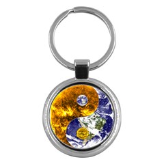 Design Yin Yang Balance Sun Earth Key Chains (round)  by Nexatart