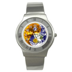 Design Yin Yang Balance Sun Earth Stainless Steel Watch by Nexatart