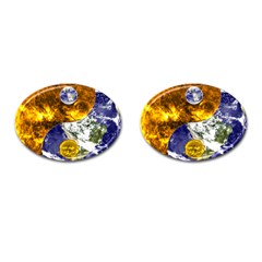 Design Yin Yang Balance Sun Earth Cufflinks (oval) by Nexatart