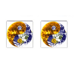 Design Yin Yang Balance Sun Earth Cufflinks (square) by Nexatart