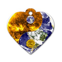 Design Yin Yang Balance Sun Earth Dog Tag Heart (one Side) by Nexatart