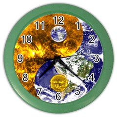 Design Yin Yang Balance Sun Earth Color Wall Clocks by Nexatart