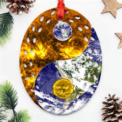 Design Yin Yang Balance Sun Earth Ornament (oval Filigree) by Nexatart