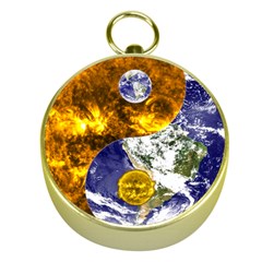 Design Yin Yang Balance Sun Earth Gold Compasses by Nexatart