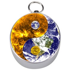 Design Yin Yang Balance Sun Earth Silver Compasses by Nexatart