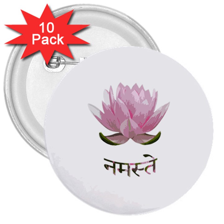 Namaste - Lotus 3  Buttons (10 pack) 