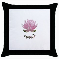 Namaste - Lotus Throw Pillow Case (black) by Valentinaart