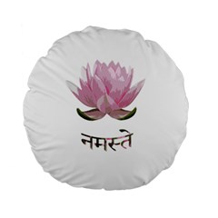 Namaste - Lotus Standard 15  Premium Round Cushions by Valentinaart