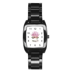 Namaste - Lotus Stainless Steel Barrel Watch by Valentinaart