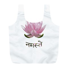 Namaste - Lotus Full Print Recycle Bags (l)  by Valentinaart