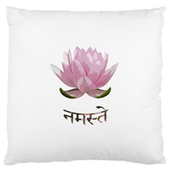 Namaste - Lotus Large Flano Cushion Case (one Side) by Valentinaart