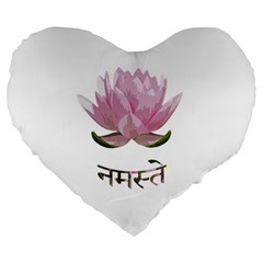 Namaste - Lotus Large 19  Premium Flano Heart Shape Cushions by Valentinaart