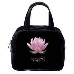 Namaste - Lotus Classic Handbags (one Side) by Valentinaart