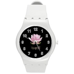 Namaste - Lotus Round Plastic Sport Watch (m) by Valentinaart