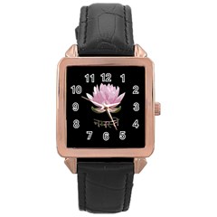 Namaste - Lotus Rose Gold Leather Watch  by Valentinaart