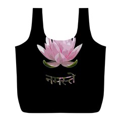 Namaste - Lotus Full Print Recycle Bags (l)  by Valentinaart