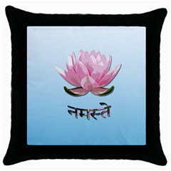 Namaste - Lotus Throw Pillow Case (black) by Valentinaart