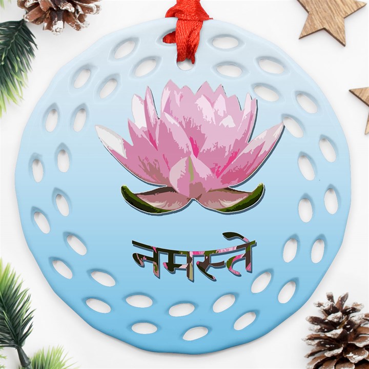 Namaste - Lotus Round Filigree Ornament (Two Sides)