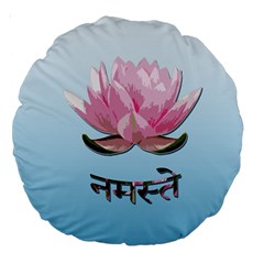 Namaste - Lotus Large 18  Premium Round Cushions by Valentinaart