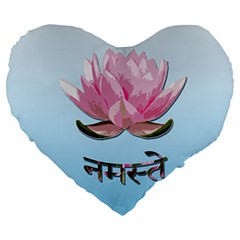 Namaste - Lotus Large 19  Premium Heart Shape Cushions by Valentinaart