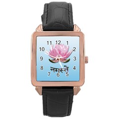 Namaste - Lotus Rose Gold Leather Watch  by Valentinaart