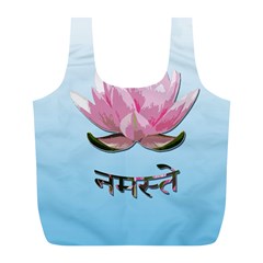 Namaste - Lotus Full Print Recycle Bags (l)  by Valentinaart