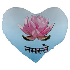 Namaste - Lotus Large 19  Premium Flano Heart Shape Cushions by Valentinaart