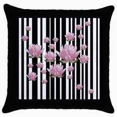 Namaste - Lotus Throw Pillow Case (black) by Valentinaart