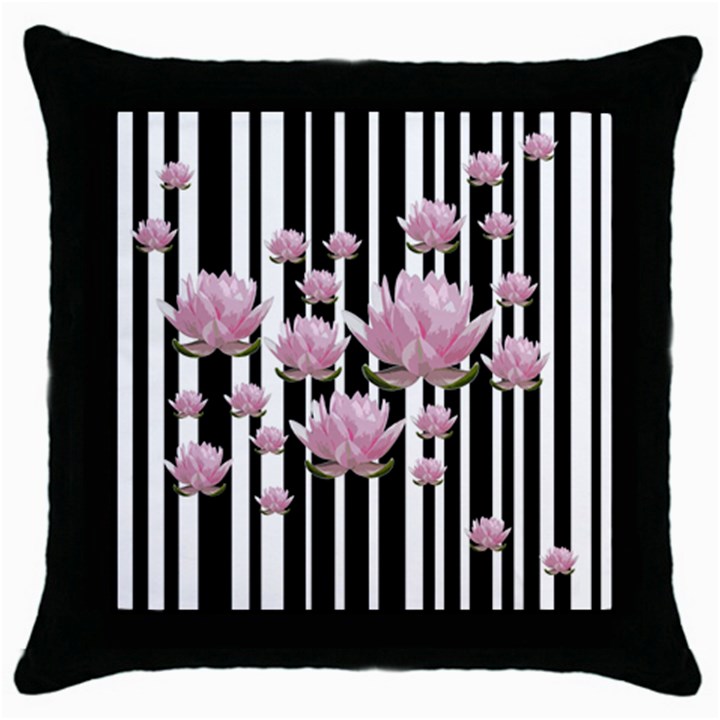 Namaste - Lotus Throw Pillow Case (Black)