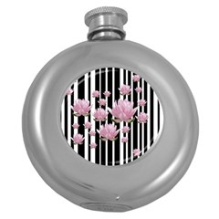 Namaste - Lotus Round Hip Flask (5 Oz) by Valentinaart