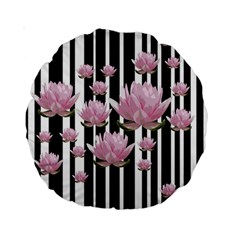 Namaste - Lotus Standard 15  Premium Round Cushions by Valentinaart