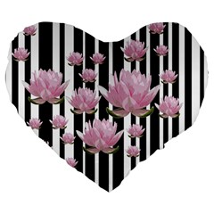 Namaste - Lotus Large 19  Premium Heart Shape Cushions by Valentinaart