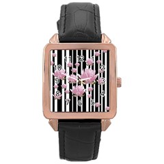 Namaste - Lotus Rose Gold Leather Watch  by Valentinaart