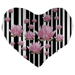 Namaste - Lotus Large 19  Premium Flano Heart Shape Cushions by Valentinaart