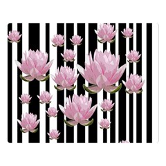 Namaste - Lotus Double Sided Flano Blanket (large)  by Valentinaart