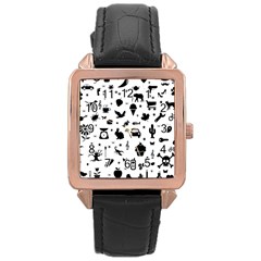 Rebus Rose Gold Leather Watch  by Valentinaart