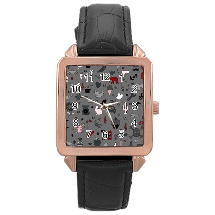 Rebus Rose Gold Leather Watch 