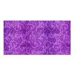 Purple Romantic Flower Pattern Denim Satin Shawl by Ivana