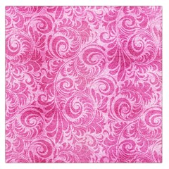 Pink Romantic Flower Pattern Denim Large Satin Scarf (square) by Ivana