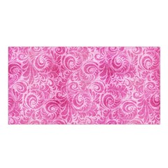 Pink Romantic Flower Pattern Denim Satin Shawl by Ivana