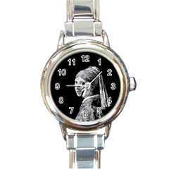 The Girl With The Pearl Earring Round Italian Charm Watch by Valentinaart