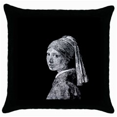 The Girl With The Pearl Earring Throw Pillow Case (black) by Valentinaart