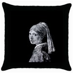 The Girl With The Pearl Earring Throw Pillow Case (Black) Front