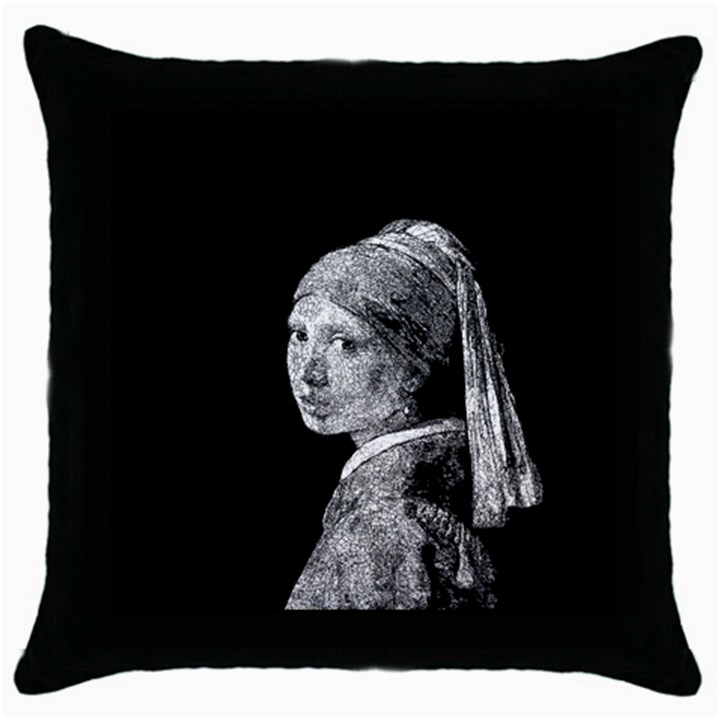 The Girl With The Pearl Earring Throw Pillow Case (Black)