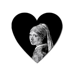 The Girl With The Pearl Earring Heart Magnet by Valentinaart