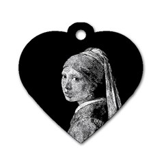 The Girl With The Pearl Earring Dog Tag Heart (one Side) by Valentinaart