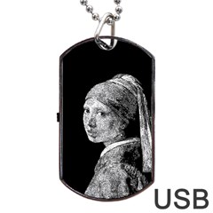 The Girl With The Pearl Earring Dog Tag Usb Flash (two Sides) by Valentinaart